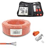 ARLI CAT 7 Verlegekabel 25m Netzwerkkabel CAT.7 + Crimpzange RJ45 Zange + Kabelmesser + 10x Netzwerkstecker Netzwerk Stecker 8 polig Plug LAN Halogenfrei Installationskabel CAT7 Kabel Netzwerk 25