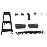 LUX-TOOLS Haken-Set für Lochwände | 30-teilig mit verschiedenen stabilen Werkzeughaltern wie Eindorn-Haken, Winkelhaken, Klemmhaken, Bohrerhalter und Köcher für Wände mit Schlüssellochung