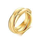 KnSam Ring Damen Herren, Ringe Damen Vintage Titan DREI Ringkreuz Unisex Ring Band Ring Titan G