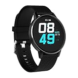AMLILY Women's Smart Watch Herren Blut Sauerstoff Herzfrequenz Sphygmomanometer Modesportuhr Für Android Oder Ios Fitness Tracker,Schw