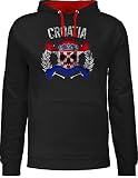 Shirtracer Fussball WM 2022 Fanartikel - Kroatien EM Totenkopf Croatia - S - Schwarz/Rot - Hoodie Croatia - JH003 - Hoodie zweifarbig und Kapuzenpullover für Herren und D