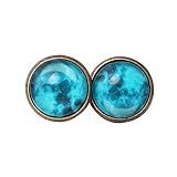 Hirolan Damen Blaue Opal Ohrstecker Edelstahl Sterne Pentagramme GestüT Stecker Ohrstecker Piercing Ohrringe Ohrschmuck FüR Damen Herren Kinder Kosmische Fantasie Sternenhimmel Leuchtende Ohrring
