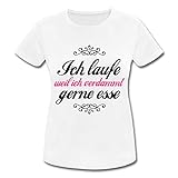 Ich Laufe Weil Ich Verdammt Gerne Esse Lustiger Spruch Frauen T-Shirt atmungsaktiv, XL, Weiß