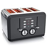 Arendo - Automatik Toaster 4 Scheiben in Edelstahl - bis zu vier Sandwich und Toast-Scheiben - Bräunungsgrad 1-6 - Aufwärm- und Auftaufunktion - Krümelschublade - 1630 Watt - GS