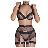 YSFWL 4 -TLG Lingerie Negligee Translucent Babydolls BH Minirock Clubwear Dessous Sexy UnterwäSche Provocative BH Dessous Damen Set Obsessive Erotische Frauen Netz Body Babydoll Reizvolle ReizwäS