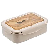 Bento Box,Lunchbox Kinder, Brotdose Kinder, Lebensmittelbehälter BPA-frei,Lunchbox mit 3 Fächern und Besteck, Auslaufsichere Brotzeitbox,Vesperdose Mikrowelle Heizung(beige)