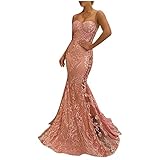 Sumuqi Sexy Kleid Damen Ärmellos Schulterfrei Hochzeitsgast Maxikleid Brautkleid Cocktail Sommerkleider Freizeitkleider Cocktailkleid Partykleid Strandkleid Blusenkleid Abendk