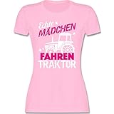 Landwirt Geschenk Bauer - Echte Mädchen Fahren Traktor - XXL - Rosa - Tshirt Damen Landwirt - L191 - Tailliertes Tshirt für Damen und Frauen T-S