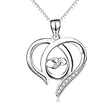 Perfekten Geschenk für Mama, Sterling Silber Mutter und Kind Hände Herz Anhänger Halskette, 45,7 cm (Mama ich liebe dich) (A Silber Mutter Halskette)