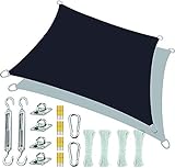 Sonnensegel Sonnenschutz 6x8m(16.5x26ft) Uv-Schutz Reißfestigkeit Sonnenschutzsegel Polyester mit Seilen und Befestigungs Kit für Camping Terrasse Balkon Garten Outdoor Schw