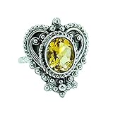 Navya Craft 925 Sterling Silber Citrin Handarbeit Damen Ringgrößen 14 bis 22 DE