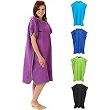 Fit-Flip Umziehhilfe, Surf Poncho, Kapuzenhandtuch Strand, Poncho Umkleide, Bade Poncho, Umkleide Poncho – Größe L, lila/grü