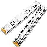 CRCR 3 Falten Vollauszug Schienen, Selbsteinzug Schubladenführungen Schubladenschienen mit Dämpfung, 17 mm Nut - Rollschubführung, 2er S
