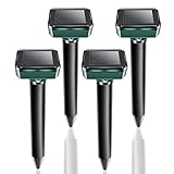 Mäuseabwehr, 4 Stück, Rattenabwehr, Solar-Maulwurfschreck, Ultraschall-Schlagabwehr, wasserfest, für Garten, Maulwurf, Ratten, Schlangen, Schab