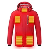 Beheizte Jacke für Herren,Beheizte Jacke mit Reißverschluss,USB-Lade-elektrischer Körperwärmer,beheizte Weste mit 8 Heizzonen Warmhalten im Winter für Outdoor-Sportarten ( Color : Red , Size : M )