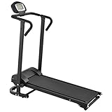 in.tec Laufband 105x56x121cm mit LCD-Display Heimtrainer Fitnessgerät Mechanisch Klappbar Schw