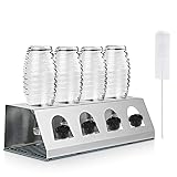 Hoofaway Abtropfhalter Abtropfständer aus Edelstahl für SodaStream Flaschenhalter Crystal und Emil Flaschen Streambrush mit Deckelhalter Abtropfschale Flaschenbürste für Glasflaschen Silber 4