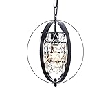 Mjsdjof Kristall-Pendelleuchte, industrielle ringförmige Lampenkörper aus Schmiedeeisen, Pendelleuchten, sphärische Deckenleuchten, verstellbare Droplights für Kücheninsel Esszimmer S