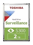 Toshiba S300 Surveillance, 2 TB Interne 3,5-Zoll-SATA-Festplatte, 24/7-Betrieb, unterstützt bis zu 32 Videokameras, bis zu 128 MB Puffer, 180 TB/Jahr Workload, SMR, 3 Jahre Garantie (HDWT720UZSVA)