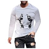 Langarm-T-Shirt für Herren, Rundhalsausschnitt, 2021, neues T-Shirt, Herbst, Casual, Mode, T-Shirt, langärmlig, Herren, 3D-Druck, Kunstdruck, große Größe, Bluse., weiß, XL