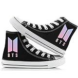 LXYA Neueste BTS Cartoon-Druck Hip-Hop-Schuhe,Breathable Paar Turnschuhe,Mädchen Junge Gummischülerfreizeitschuhe-A.R.M.Y heißes Geschenk Armee (Color : Black -2, Size : 41)