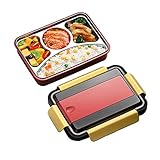 Ninevi 1000 ml brotdose ，lunchbox mit 4 Fächern und Besteck (Gabel Löffel)，Wiederverwendbarer brotdose edelstahl (Rosa)