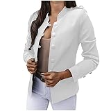 HHMY Sweatblazer Damen - Anzugjacke Elegant Mantel Mit Knopfleiste Military Coat Casual Blazer Freizeit Stehkragen Business Büro Anzug Jacken Slim Fit Blazer M