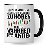 Tasse Aktien - Kaffeetasse für Investor Aktionär Börse Geld Trader - Geschenk zum Investieren Bullenmarkt Bärenmarkt Chart - Aktienkurse Motiv Geschenkidee Kaffeeb