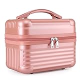 Tragbares Kosmetiketui aus Hartschalen Mit Großem Fassungsvermögen,Train Box Kosmetikaufbewahrungstasche Make-Up-Tasche Mit Pinsel-Organizer-Reisetasche für Frauengeschenk(Rosa)