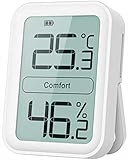 BFOUR Digitales Thermo-Hygrometer Thermometer Hygrometer innen Temperatur und Luftfeuchtigkeitmessgerät mit-Indikator für Raumklimakontrolle, weiß