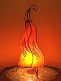 Orientalische Stehlampe Mogador 60cm Lederlampe Hennalampe Lampe | Marokkanische Große Stehlampen aus Metall, Lampenschirm aus Leder | Orientalische Dekoration aus Marokko, Farbe Orang