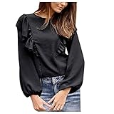 Strickjacke Damen Lässig Casual Cardigan Langarm Outwear Jacke Herbst Dünn Blazer Elegant 3/4 Ärmel Open Mantel mit Schößchen Rüschen Saum Bolero Arbeitsbekleidung Lose Leichter Jacken Casual Top