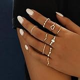 Yean Boho Ring Set Kristall Gold Knöchel Gelenkringe Statement Ring für Frauen und Mädchen (9 Stück)