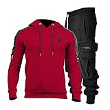 AWDX 2021 Jogging Trainingsanzug Sportanzug Herren Patchwork Streifen Druck Jogginganzug Sportklamotten für Männer Jungen Große Größen Zweiteiler Activewear Outfit kapuzenpullover Jogginghose S