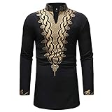 T-Shirt Herren Langarm Lange Vintage T-Shirt Gotisch Mittelalter Palastwind Shirt Frühling Und Herbst Regular Fit Dünn Und Leicht Komfortabel T-Shirt -Blue XL