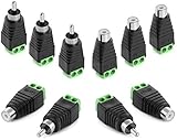 Poppstar RCA Cinch Stecker Adapter Set (5X RCA Stecker / 5X RCA Buchse auf 2-Pin Terminal-Block) DC Cinch-Anschluss für Audio-, Videokabel, CCTV-Kamera, Lautsp