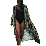 LOPILY Damen Spitze Lange Strickjacke Sonneschutzkleidung Strand Bikini Urlaub Hängerkleid Bluse Tops Strand Badeanzug Bedecken Cardigan Strandkleid Strand Chiffon Bluse Tops Boho Bikini Cover Up