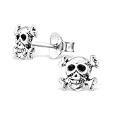 Bungsa Totenkopf Ohrstecker .925 ECHTSILBER Skull Death Pirat (Ohrringe Echtschmuck Studs Ohrschmuck Damen Frauen Herren)
