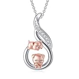 LONAGO Schwein Halskette 925 Sterling Silber Süße Zwei Schweine Tier Anhänger Halskette Schmuck für F