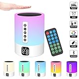 Bluetooth Lautsprecher mit Licht,White Noise Machine, Lichtwecker, Nachttischlampe Touch Dimmbar mit Wecker, 5 in 1 Multifunktional led Nachtlicht Dimmbar,Geschenke für Mädchen Kinder Teenager F