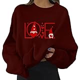 GFGHH Damen Sweatshirt Buchstaben Druck Rundhals Pullover Oversized Bequem Teenager Mädchen Baggy T-Shirt Sportbekleidung übergroßer Hip Hop Top Blusen Frauen Langarmshirt Shirts Valentinstagsgeschenk
