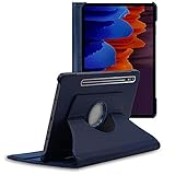 ebestStar - kompatibel mit Samsung Galaxy Tab S7+ Hülle SM-T970 Rotierende Schutzhülle Etui, Schutz Hülle Ständer, Rotating Case Cover Stand, Dunkelblau [Tab S7+: 285 x 185 x 5.7 mm, 12.4'']