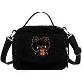 Kawaii Handy Umhängetasche Damen Schultertasche Plüsch Handytasche zum Umhängen Klein Clutch Crossbody Brieftasche Winter Phone Tasche mit Gurt Griff für iPhone 13/13 Pro/12/12 Pro/11/XR/XS/8/7/6 D