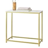 SoBuy FSB29-G Konsolentisch mit goldenem Metallrahmen Flurtisch Dekotisch Sideboard Beistelltisch Wohnzimmer Eingangsbereich BHT ca: 80x75x30