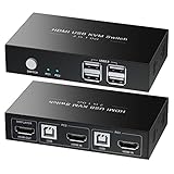 Rybozen HDMI KVM Switch USB 2 Port 4K, KVM Switcher 2 PC 1 Monitor, 4Kx2K@30 Hz, 4 USB 2.0, KVM Umschalter,Ultra HD,mit 2 USB und 2 HDMI Kab