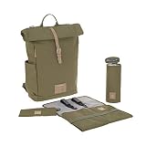 LÄSSIG Baby Wickelrucksack mit Wickelunterlage, Kinderwagenbefestigung, Flaschenwärmer wasserabweisend nachhaltig produziert/Rolltop Backpack O