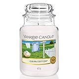 Yankee Candle Duftkerze im Glas (groß) | Clean Cotton | Brenndauer bis zu 150 S