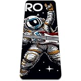 Funny Rock Spaceman Cartoon umweltfreundliche Yogamatte 6 mm Design Druck rutschfeste Trainings- und Fitnessmatte für Damen und Herren, Mädchen, extra große Sportmatte für Z