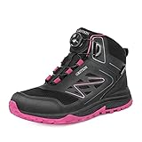 GRITION Wanderschuhe Damen Wasserdicht Mid Trekking Wanderstiefel Leichte Trekkingschuhe Frauen Winterschuhe Stiefel Flache Outdoor Outdoorschuhe Bequeme Schuhe Winter Schwarz Rosa MEHRWEG (39EU)