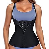 XWSM Taillentrainer Für Frauen Gürtel Korsett Reißverschluss Body Shaper Sauna Sweat Weste Taille Cincher Tank Top Mit Trägern Body Shaper Gürtel Shapewear (Color : Black, Größe : L)